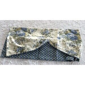 Waverly Valance Coventry Hill Chambray Blue Floral Fabric Double Layer 76"x17"